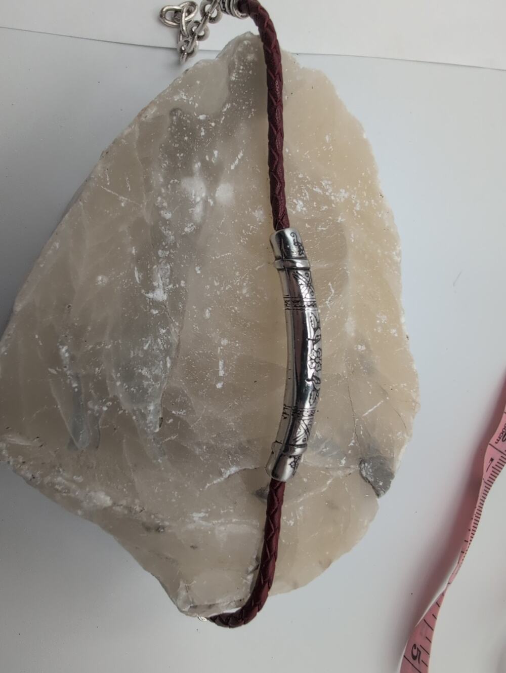 Brighton Retired Glastonbury Bar Dark Red Leather Bracelet-missing 'B'